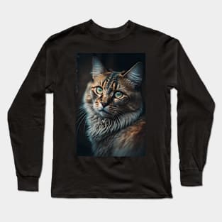 Serious Cat portrait Long Sleeve T-Shirt